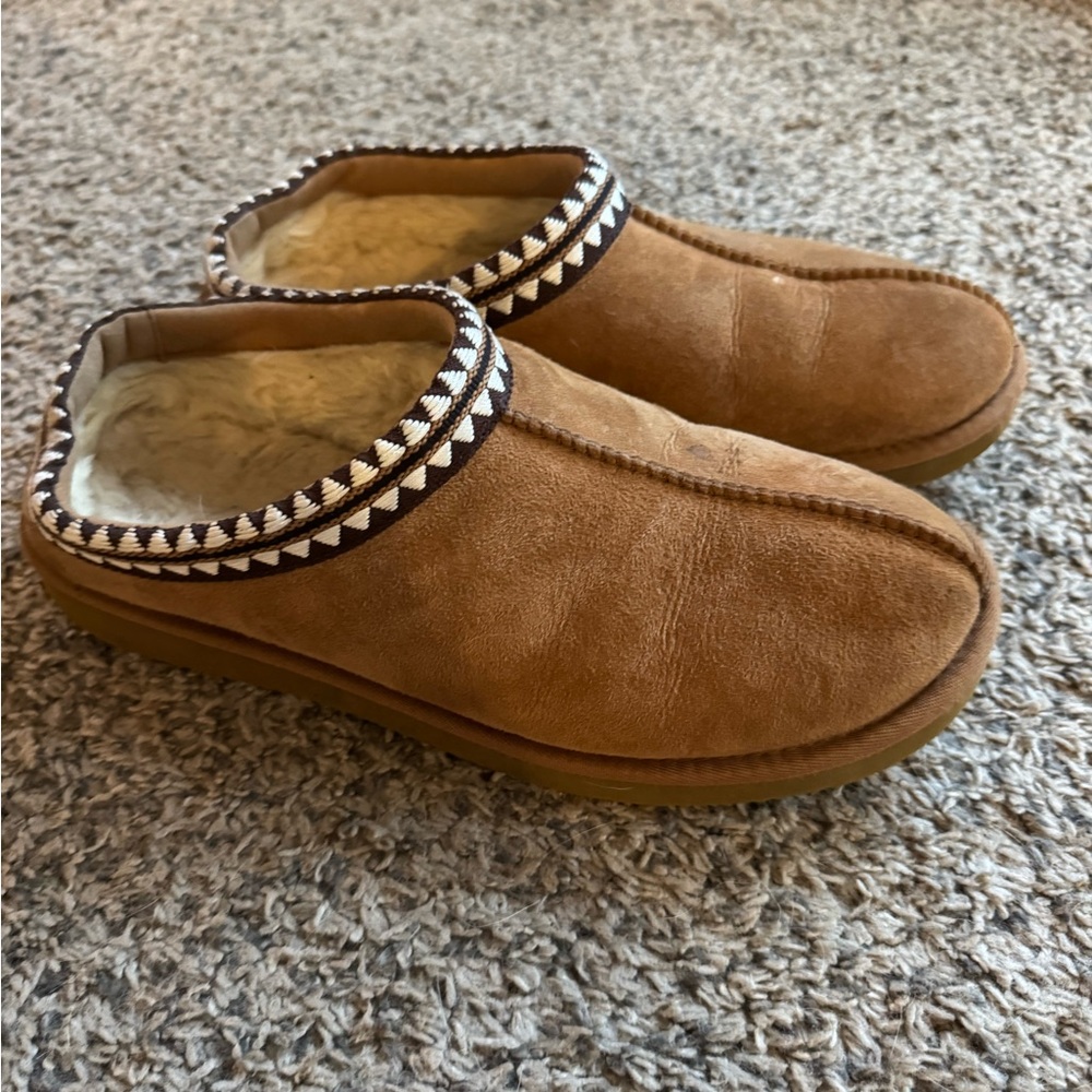 Brown Suede Slip-On Slippers